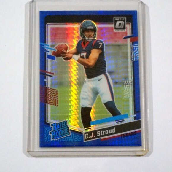 2023 Donruss Optic C.J. STROUD Blue Hyper Prizm Rated Rookie RC Texans Clean! - Picture 4 of 5